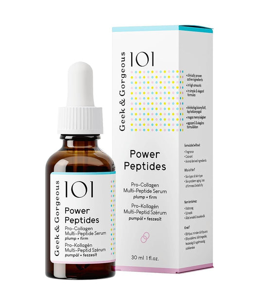 Geek & Gorgeous Power Peptides Serum – Siero Anti-Aging con Multi-Peptidi per una Pelle più Tonica, Riduzione delle Rughe e Maggiore Elasticità – 30 ml