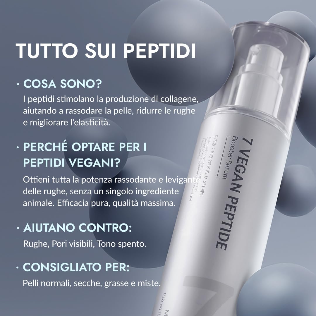 7 vasetti da serbatoio Vergan 150 ml BOOSTER SÉRUM CON 7 PÉPTIDI 150ML – Siero Potenziatore, Effetto Glass Skin Istantaneo, Raffinamento dei Pori, Idratazione Duratura, Skincare Vegano Coreano