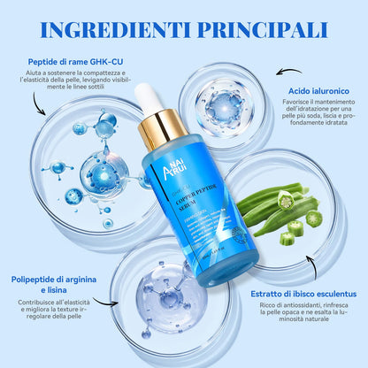 ANAiRUi Siero al peptide di rame, 50 ml, siero viso anti invecchiamento con acido ialuronico, riduce le linee sottili e le rughe, per una pelle radiosa